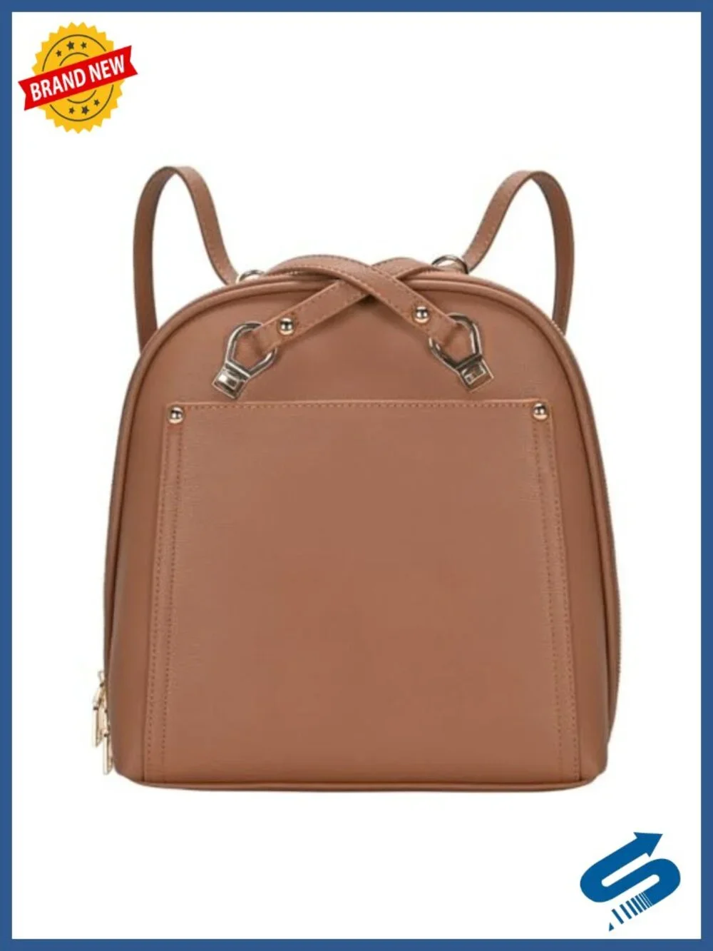 Vegan Leather Convertible Backpack Purse with Gold Hardware